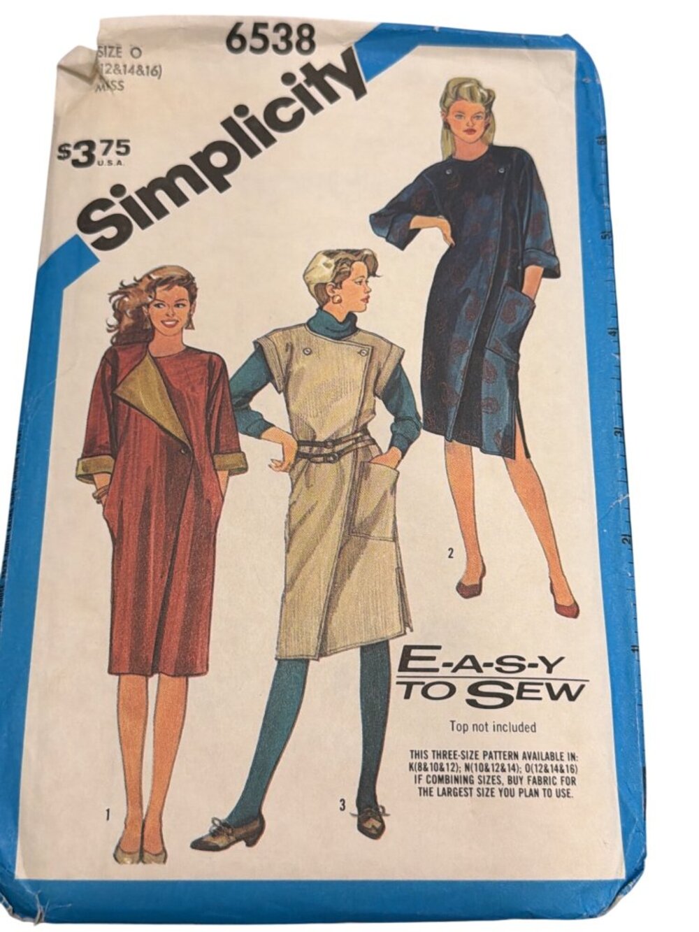 Simplicity 6538 Misses Easy-To-Sew Loose-Fitting Asymmetrical Dress Sewing Patte